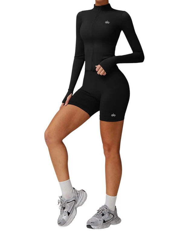 Alo Yoga Manches longues zippées noires