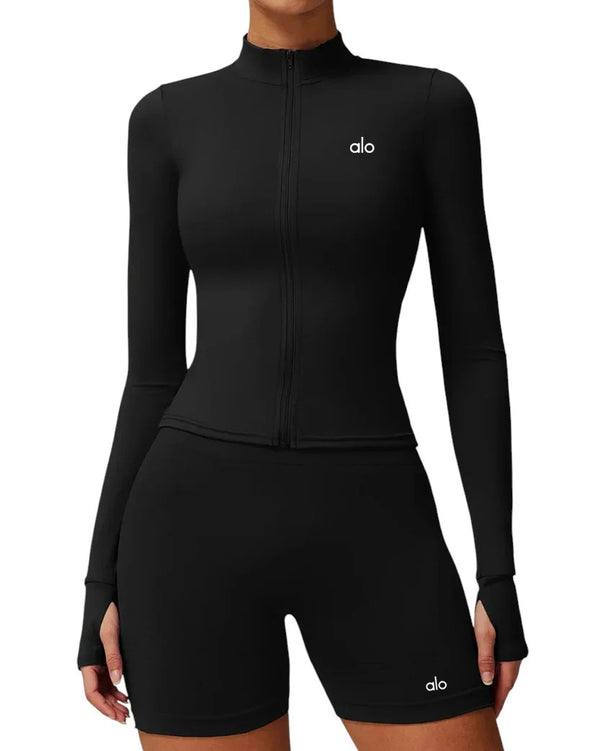 Alo Yoga Manches longues zippées noires